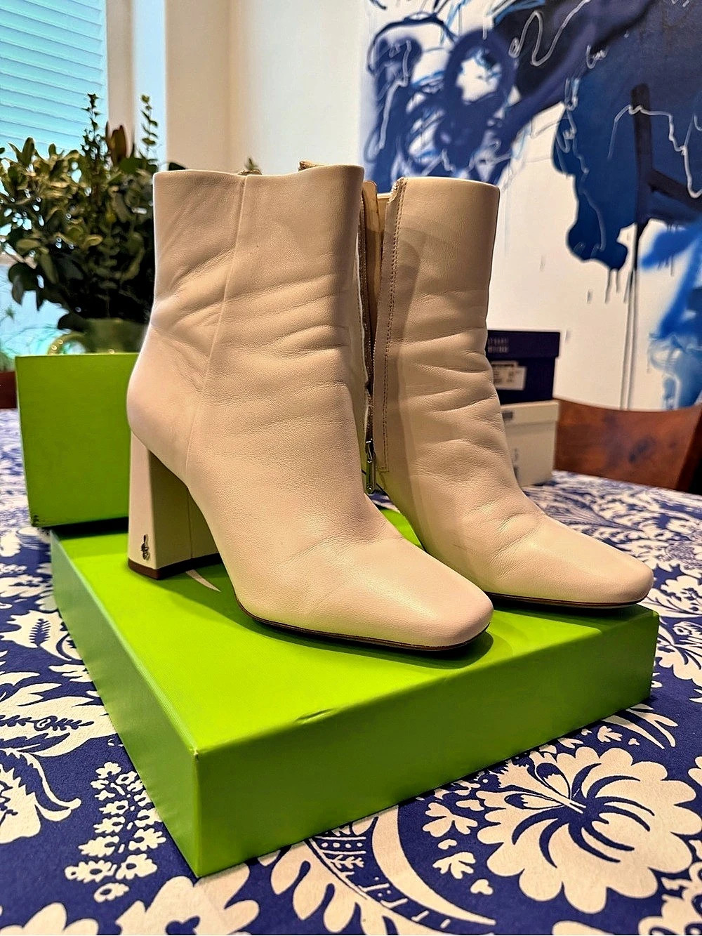 Sam Edelman Paige Ankle Boot Heeled Boots in Cream
